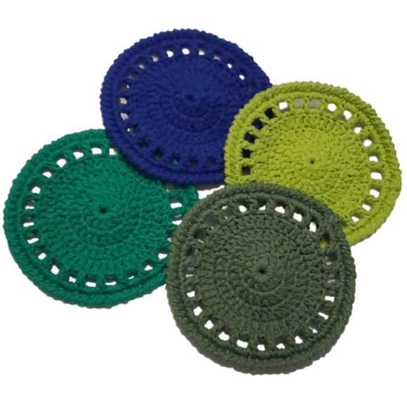 Handmade Coaster Set of 4-Crochet-Cotton - Picture 2 of 5